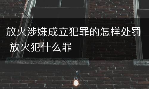 放火涉嫌成立犯罪的怎样处罚 放火犯什么罪