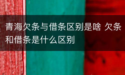 青海欠条与借条区别是啥 欠条和借条是什么区别