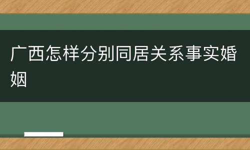广西怎样分别同居关系事实婚姻