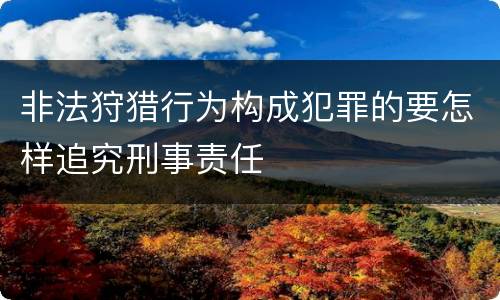 非法狩猎行为构成犯罪的要怎样追究刑事责任