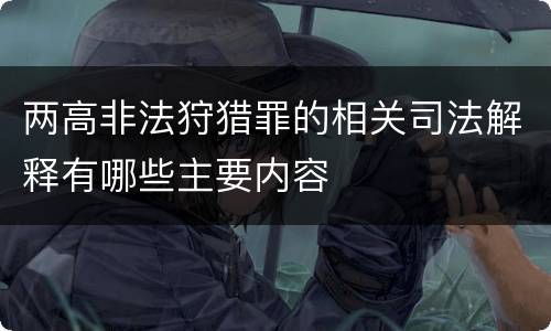 两高非法狩猎罪的相关司法解释有哪些主要内容
