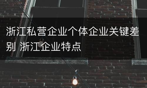 浙江私营企业个体企业关键差别 浙江企业特点