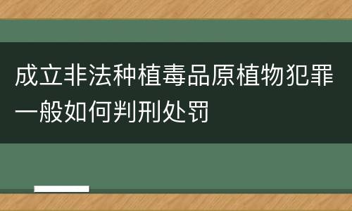 成立非法种植毒品原植物犯罪一般如何判刑处罚