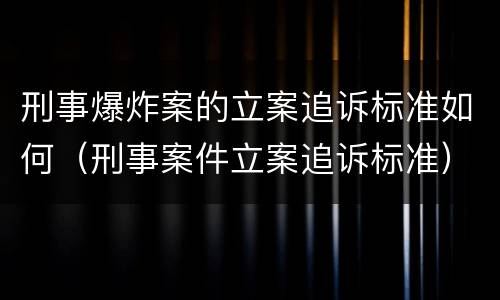 刑事爆炸案的立案追诉标准如何（刑事案件立案追诉标准）