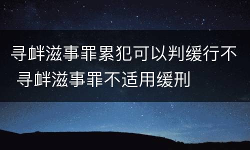 寻衅滋事罪累犯可以判缓行不 寻衅滋事罪不适用缓刑
