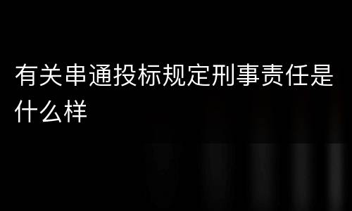 有关串通投标规定刑事责任是什么样