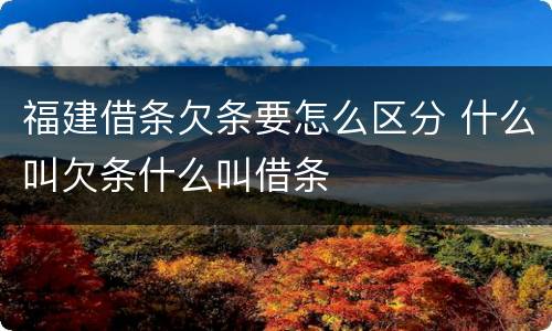 福建借条欠条要怎么区分 什么叫欠条什么叫借条