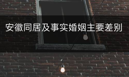安徽同居及事实婚姻主要差别
