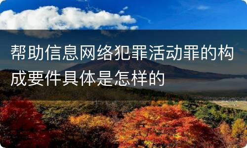 帮助信息网络犯罪活动罪的构成要件具体是怎样的