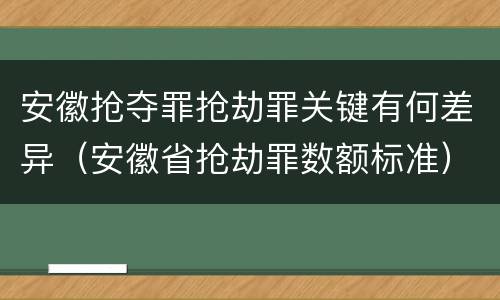 安徽抢夺罪抢劫罪关键有何差异（安徽省抢劫罪数额标准）
