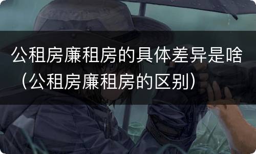 公租房廉租房的具体差异是啥（公租房廉租房的区别）