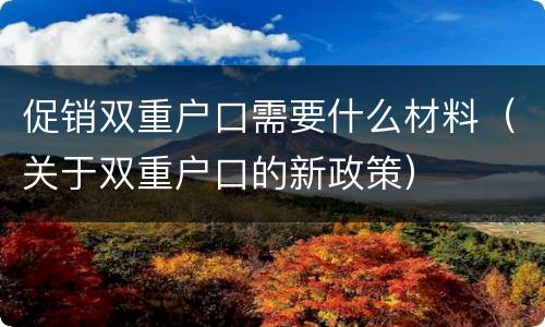 促销双重户口需要什么材料（关于双重户口的新政策）