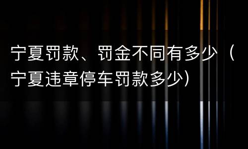 宁夏罚款、罚金不同有多少（宁夏违章停车罚款多少）