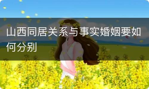 山西同居关系与事实婚姻要如何分别