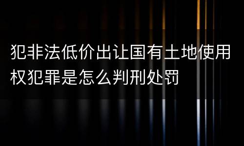 犯非法低价出让国有土地使用权犯罪是怎么判刑处罚