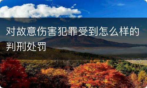 对故意伤害犯罪受到怎么样的判刑处罚