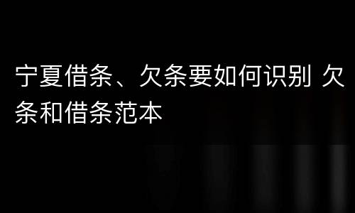 宁夏借条、欠条要如何识别 欠条和借条范本