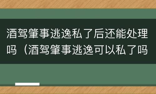 酒驾肇事逃逸私了后还能处理吗（酒驾肇事逃逸可以私了吗）