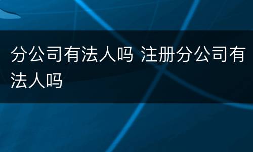 分公司有法人吗 注册分公司有法人吗