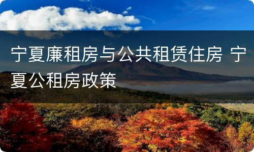 宁夏廉租房与公共租赁住房 宁夏公租房政策