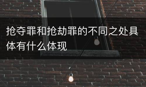抢夺罪和抢劫罪的不同之处具体有什么体现