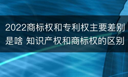 2022商标权和专利权主要差别是啥 知识产权和商标权的区别