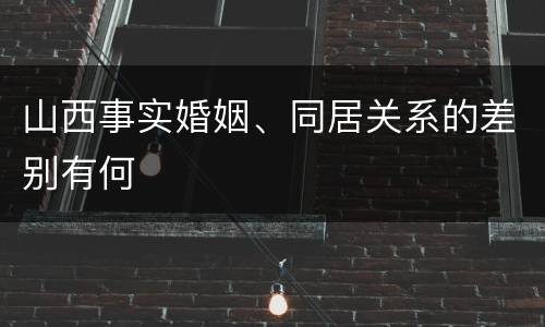 山西事实婚姻、同居关系的差别有何