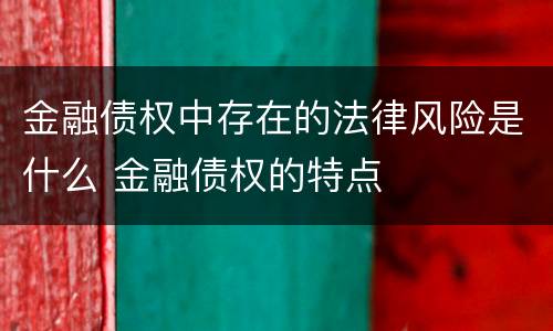 金融债权中存在的法律风险是什么 金融债权的特点