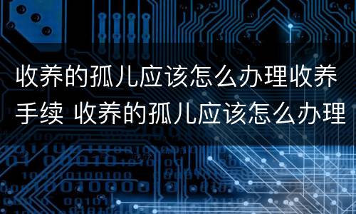收养的孤儿应该怎么办理收养手续 收养的孤儿应该怎么办理收养手续呢