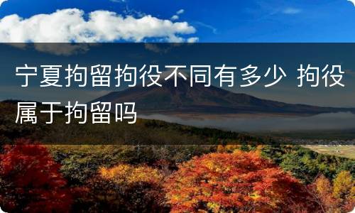 宁夏拘留拘役不同有多少 拘役属于拘留吗