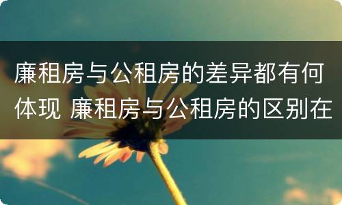 廉租房与公租房的差异都有何体现 廉租房与公租房的区别在哪里