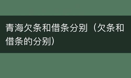 青海欠条和借条分别（欠条和借条的分别）