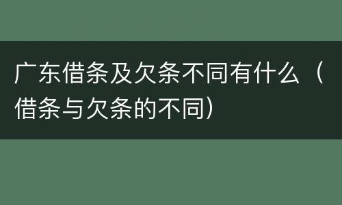 广东借条及欠条不同有什么（借条与欠条的不同）