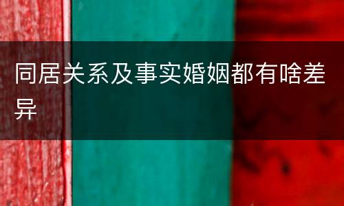 同居关系及事实婚姻都有啥差异