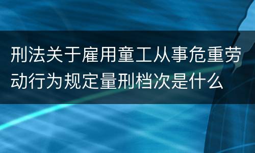 刑法关于雇用童工从事危重劳动行为规定量刑档次是什么
