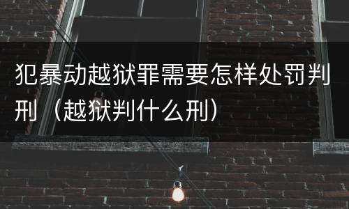 犯暴动越狱罪需要怎样处罚判刑（越狱判什么刑）
