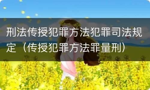 刑法传授犯罪方法犯罪司法规定（传授犯罪方法罪量刑）