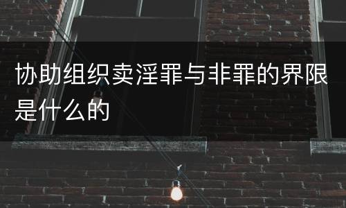 协助组织卖淫罪与非罪的界限是什么的