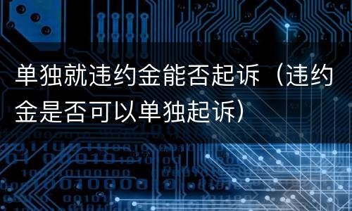 单独就违约金能否起诉（违约金是否可以单独起诉）