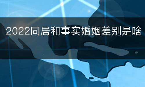 2022同居和事实婚姻差别是啥