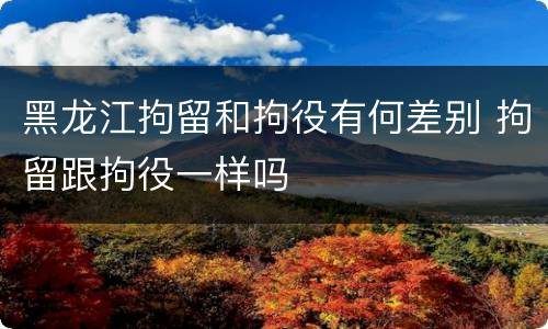 黑龙江拘留和拘役有何差别 拘留跟拘役一样吗