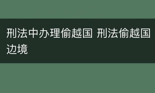 刑法中办理偷越国 刑法偷越国边境