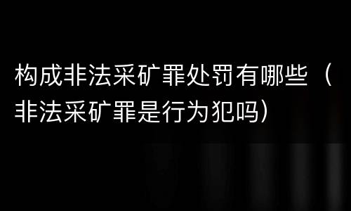 构成非法采矿罪处罚有哪些（非法采矿罪是行为犯吗）