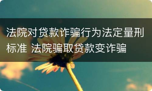 法院对贷款诈骗行为法定量刑标准 法院骗取贷款变诈骗