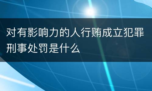 对有影响力的人行贿成立犯罪刑事处罚是什么