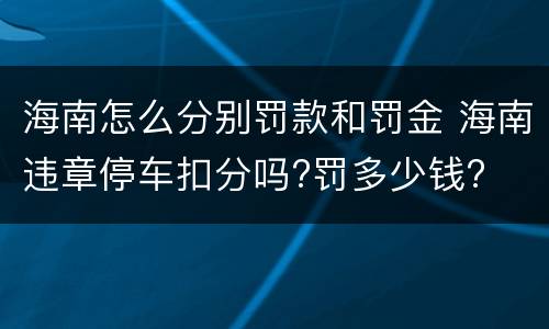 海南怎么分别罚款和罚金 海南违章停车扣分吗?罚多少钱?