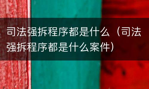 司法强拆程序都是什么（司法强拆程序都是什么案件）
