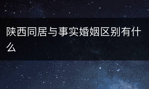 陕西同居与事实婚姻区别有什么