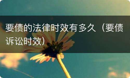 要债的法律时效有多久（要债诉讼时效）