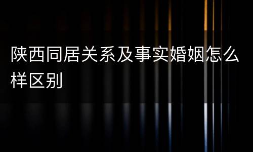 陕西同居关系及事实婚姻怎么样区别